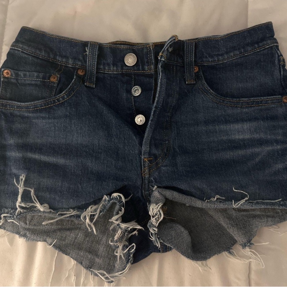 Levi's Blue Jean Shorts Distressed Frayed Hem